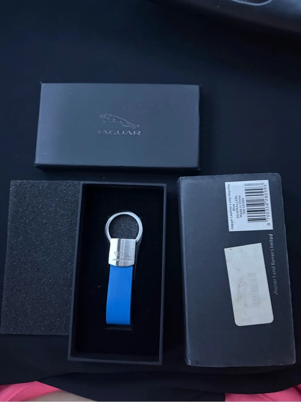 Jaguar Men's Blue Leather Loop Keyring